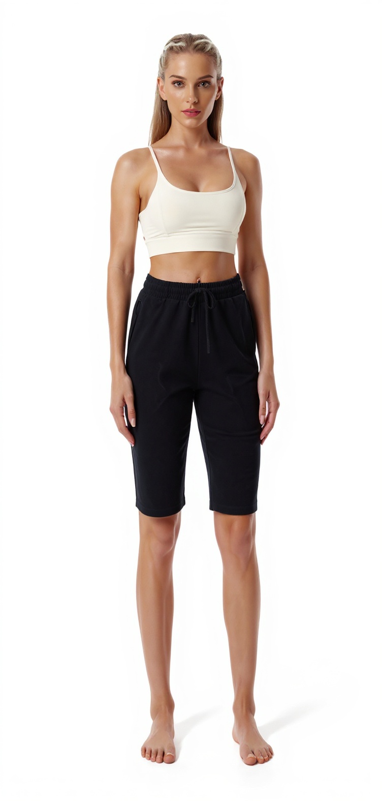 Yoga Shorts in Black — The Pop of Red Edit style look